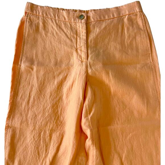 J. JILL Love Linen Orange Semi Elastic Waist Wide Leg Casual Everyday Pants Sz M - Picture 3 of 8